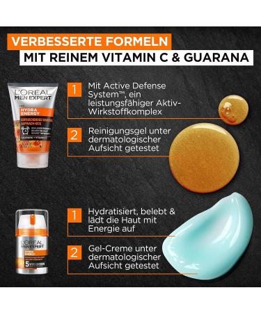 L'Or al Men Expert Hydra Energy Gift Set for Men - Washing Gel & 24h Moisturizer with Guarana & Vitamin C | 150ml International Shipping Available - Buy Online on GoSupps.com