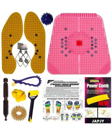 Japjy Akupressurmatte Pink Kit for the whole body with magnets pyramids sujok ring thumb massager ball comb scooter wood jimmy earring shoe sole diagram operating instructions (PK5)