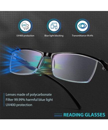 AJYADO Reading Glasses for Men & Women - 2PCS Blue & Black | Blue Light Filter Reading Aid (2.5) - Buy Online on GoSupps.com