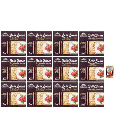 Italian Gourmet E.R. Galbusera Bellebuone Crackers with Oats and Sunflower Seeds Chia & Pumpkin 12 x 200g + Italian Gourmet Polpa 400g