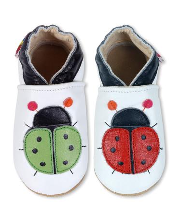 SHADOW DANCE UK Baby Shoes Toddler Shoes with Soft Sole Baby Boy Shoes - Baby Girl Shoes New Born Leather Kids Winter Booties 03 Ladybird 18-24 Months