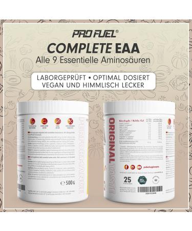 EAA Powder 2x500g - Vegan Amino Acids with 12 500mg Essential Amino Acids - Refreshing Ice Tea Peach Flavor - Complete Amino Workout Drink - Buy Online on GoSupps.com