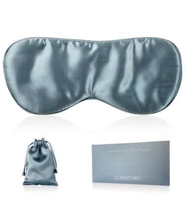 Sleep Mask 100% Mulberry Silk with Adjustable Strap ZOESMIEN Eye Mask for Women Men HA Silk Eye Sleeping Mask for Sleeping Travel Nap with Travel Bag Gift Package Dusty Blue