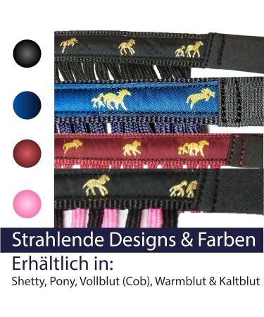 Premium Fly Mask for Horses - Fringed with Velcro Fastener | Ideal for Shetty Pony COB & Cold Blood (X-Full) - Blue - Buy Online on GoSupps.com