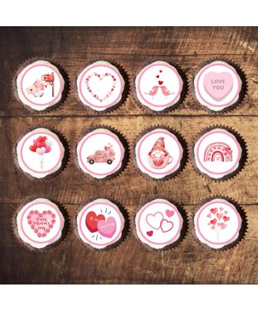 PRECUT Pink Valentines Day Cupcake Toppers Love You Edible Cake Topper Edible Valentine Cake Decorations Proposal Decorations Engagement Cake Decoration Cute Anniversary Cake Toppers (24) - Buy Online on GoSupps.com