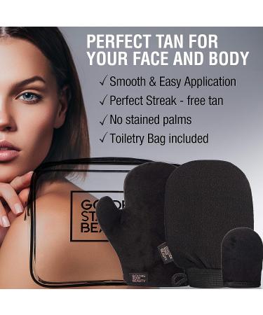 Tanning Mitt Kit - Double Sided Self Tanner Mitten for Body and Face | Includes Exfoliation Mitt | Washable and Ultra Soft Tanning Gloves for Streak-Free Tan - Buy Online on GoSupps.com