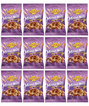 Snaxs Roasted Salted Mixed Nuts 12 x 40g - Almonds Brazil Nuts Cashews Peanuts and Hazelnuts Nuts Snacks - Healthy Kosher Nuts with Fibre Protein and Minerals - Ideal for Snacking - Buy Online on GoSupps.com