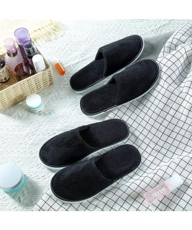 Geyoga 12 Pairs Spa Slippers - Unisex Fluffy Coral Fleece Closed Toe Disposable Slipper for Home & Hotel - Black - Buy Online on GoSupps.com