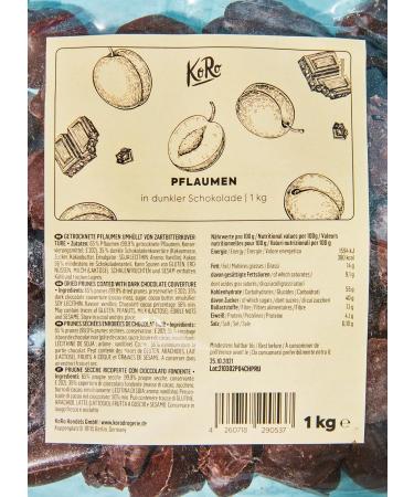 KoRo - Dark Chocolate Plums 1kg - Vegan - Dark Chocolate Coating - Value Pack - Buy Online on GoSupps.com