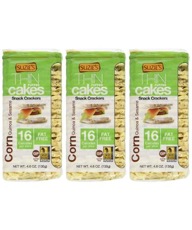Suzie's Thin Cakes Corn Quinoa Sesame 4.6 Oz - Pack of 3 | Gluten-Free Snack - Buy Online on GoSupps.com