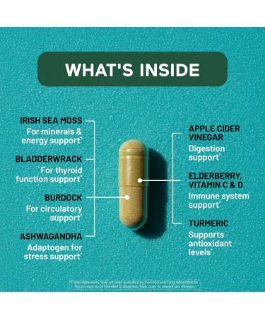 SMARTERNUTRITION Sea Moss Multimineral with Irish Sea Moss with Ashwagandha Bladderwrack Turmeric Zinc Vitamin C Elderberry Dandelion - Non-GMO, USA Manufactured - 60 Capsules 30 Day Supply  - Buy Online on GoSupps.com