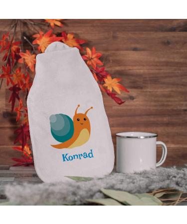 Personalized Hot Water Bottle with Cozy Cover - Custom Text Gift for Kids & Adults | 800ml Snail Design - Buy Online on GoSupps.com