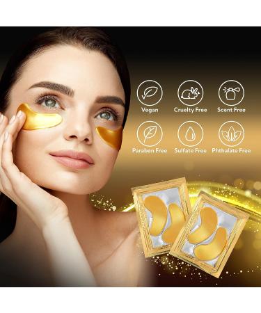 uniddis 24K Gold Under Eye Hydrogel Mask | Dark Circles, Fine Lines, Puffy Eyes | Collagen & Hyaluronic Acid | Cruelty Free, Vegan | 20 Pairs - Buy Online on GoSupps.com