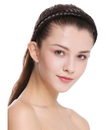 WIG ME UP - CXT-001-003 Hairband headband braided traditional costume 2cm wide dark brown braid Dark Brown (003)