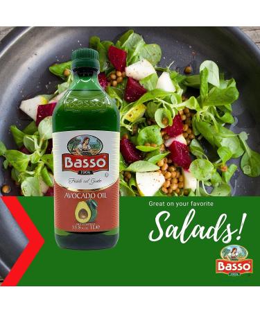 Avocado Oil  1 Liter  Cooking  Salads  Smoothies  Shakes  Healthy Antioxidant  All Natural  Non GMO  High Heat Cooking Smoke Point  Paleo  Keto Friendly  Basso 1904 - Buy Online on GoSupps.com