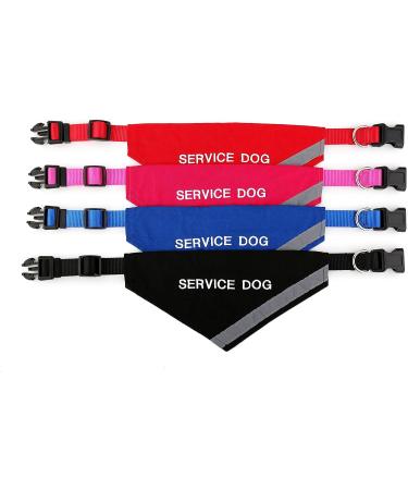 Doggie Stylz Reflective Service Dog Bandana with Matching Collar | Red XS (Neck 8-12) | Secure, Safe, and Stylish for Nighttime Walks - Buy Online on GoSupps.com