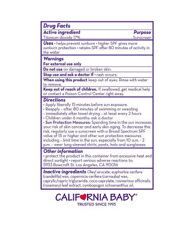 California Baby SPF30+ Sunscreen Lotion - Water Resistant, Hypoallergenic - 0.5oz (Pack of 1) - Buy Online on GoSupps.com