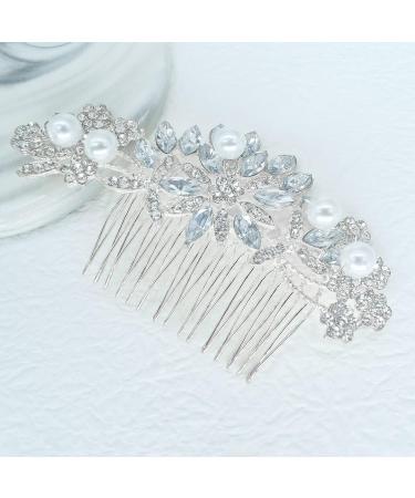 Wedding Hair Accessories Fanvoes Hair Pieces Comb for Brides Bridal-Silver Vintage Headpiece Clip Barrette Jewelry w/Handmade Flower Ivory Pearl Rhinestone Crystal for Women Girls Bridesmaid - Buy Online on GoSupps.com