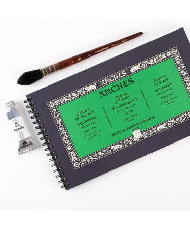 Arches Watercolor Travel Journal 6x10-inch - 15 Sheets, 140 lb Cold Press Cotton Paper - Ideal for Gouache, Ink, Acrylic - Natural White 100% Cotton Paper - Durable Watercolor Journal - Buy Online on GoSupps.com