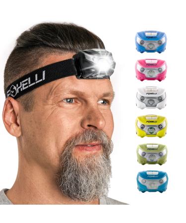 Foxelli USB Rechargeable Headlamp Flashlight - Super Bright LED Head Lamp for Running, Camping & Work, Lightweight & Comfortable Head Light for Adults & Kids Black