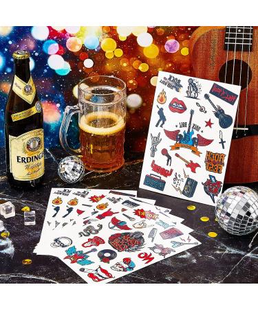 Rock Star Party Decorations - Born to Rock and Roll Fake Temporary Tattoos (18 Sheets) - Buy Online on GoSupps.com