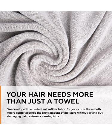 Quick Dry Microfiber Hair Towel Wrap for Curly Hair | 20x40 inch Gray Towel with Elastic Strap for Drying and Plopping - Buy Online on GoSupps.com
