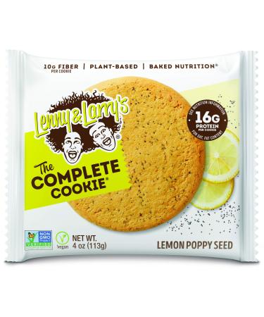 Lenny & Larry's The Complete Cookie, Lemon Poppy Seed, Soft Baked, 16g Plant Protein, Vegan, Non-GMO, 4 Ounce Cookie (Pack of 12) Lemon Poppy Seed 4 Ounce (Pack of 12)
