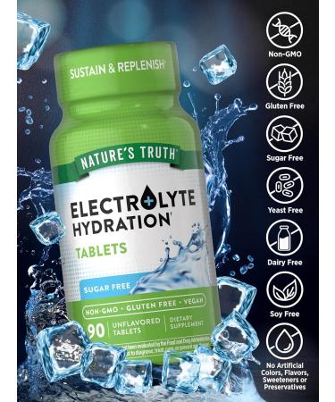 Nature's Truth Electrolyte Tablets | Sugar-Free Vegan Hydration Supplement | 90 Count Non-GMO Gluten Free with Essential Minerals - Buy Online on GoSupps.com