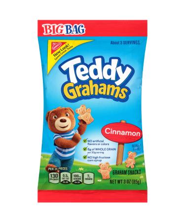 Teddy Grahams Cinnamon Graham Snacks, Big Bag, 3 Ounce (Pack of 12)