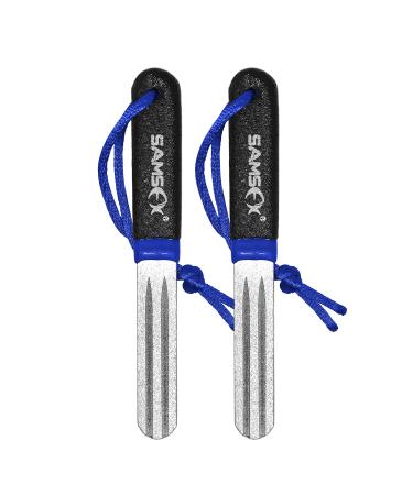 SAMSFX Fishing Hook Sharpener Hook Diamond File Portable Grinding Tool, Double Sided Diamond Grit, Assorted Colors, 4inch Blue & Black Handle