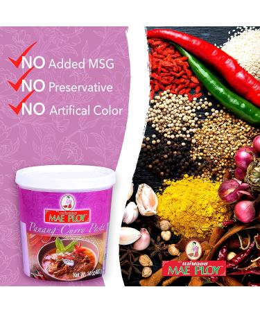Mae Ploy Panang Curry Paste 14 oz - Authentic Thai Paste with Herbs, Spices & Shrimp Paste - No MSG - Perfect for Thai Curries & Dishes - Buy Online on GoSupps.com