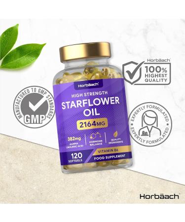 Starflower Oil Capsules 2164mg with GLA & Vitamin B6 | 120 Softgels by Horbaach - Buy Online on GoSupps.com