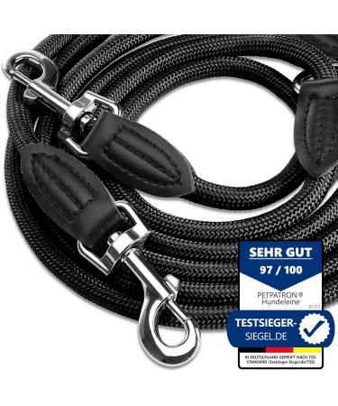 PETPatron Adjustable Dog Leash 3m - Durable Double Leash for Large Breeds (Up to 200kg) - Perfect for Strong Dogs - Black - Buy Online on GoSupps.com