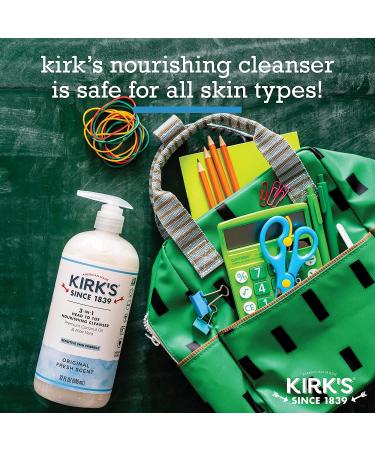 Kirk's 3-in-1 Castile Liquid Soap + Travel Bar Soap Set - Head-to-Toe Clean for Men, Women & Kids - Original Fresh Scent - 32 Fl Oz (2 Pack) - Buy Online on GoSupps.com