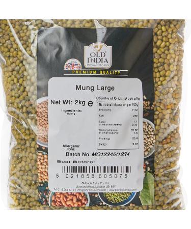 Old India Mung Large 2kg - Premium Quality Mung Beans for Cooking and Sprouting - Buy Online on GoSupps.com