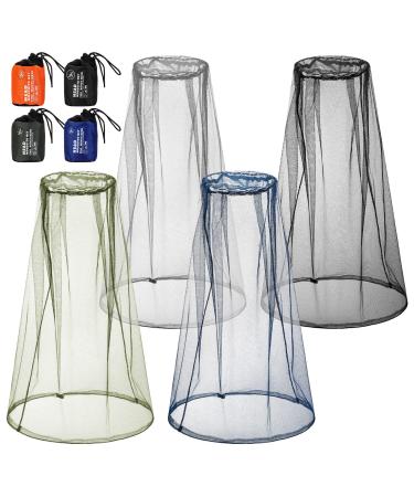 4 Pack Mosquito Head Net Face Mesh Net Head Protecting Net for Outdoor Hiking Camping Climbing Walking Mosquito Fly Insects Bugs Preventing (Stylish Colors Regular Size) Stylish Colors Regular Size