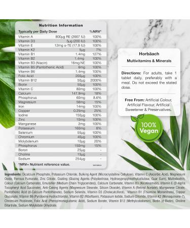 Multivitamins and Minerals 450 Vegan Tablets with 20+ Essential Active Nutrients Multivitamin & Mineral Tablets for Men and Women from Horbaach - Buy Online on GoSupps.com