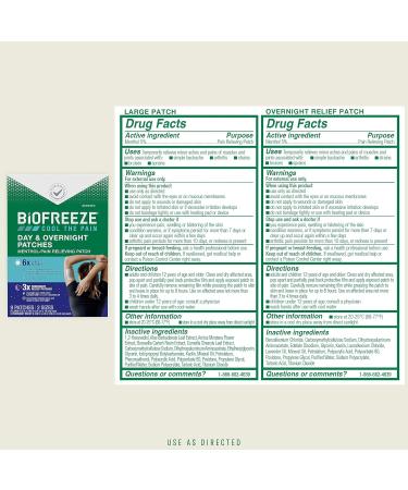 Biofreeze Pain Relief Patches - Day & Night Knee Back & Muscle Relief | FSA Eligible | 9 Menthol Patches - Buy Online on GoSupps.com