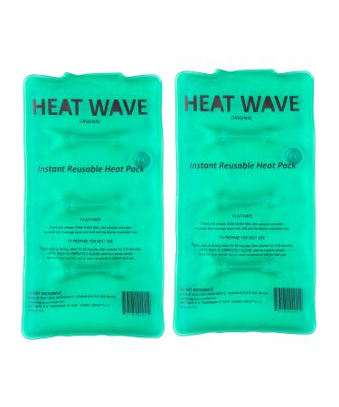 Made in USA: HEAT WAVE Instant Reusable Heat Packs   2 Medium (5x9 )  Reusable Heat Pack for Muscle Aches  Back Pain  Pain Relief  Click Heat - Premium Medical Grade 2 Count (Pack of 1)