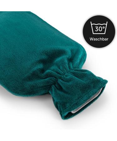 Blum Valley 1.5L Baby Heat Bottle - Washable Soft Fleece Hot Water Bottle for Children - Eco-Friendly Natural Rubber - Green Fluffy Bed Bottle - Buy Online on GoSupps.com