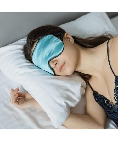 Silk Sleep Mask for Women and Men - Adjustable Non-Slip Strap - Comfortable Cooling Eye Mask - Light Blocking - Turquoise - Buy Online on GoSupps.com