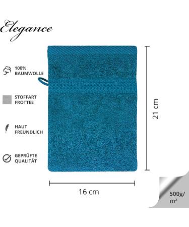 Class Home Collection Washing Gloves Set - 4x 100% Cotton Washcloths | 16x21 cm | 500 g/m | Premium Petrol Color - Buy Online on GoSupps.com