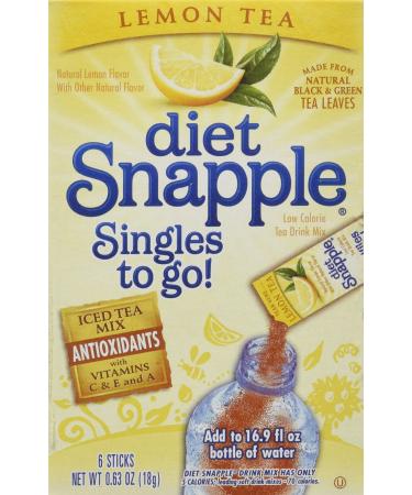 Diet Snapple Singles to Go Lemon Tea (6 Sticks in each box) 4 BOXES by Snapple