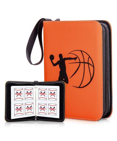 CLOVERCAT 4 Pocket Waterproof Trading Card Binder, Trading Album Display Holder, Expandable, 400 Double Sided Pocket Album, Compatible with Pokmon Cards, Yugioh, MTG and Other TCG (Basketball Figure, 4 Pocket) Sports Theme With Figure, Basketball