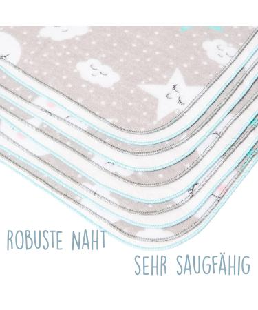 Mimadu Moltonche Baby Wash Schlopen | Oeko-Tex Baby Baden Accessories Set for Boys & Girls | 10-Pack 25x25 cm | Soft White & Turquoise - Buy Online on GoSupps.com