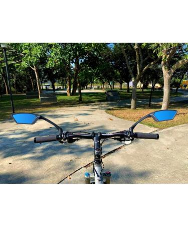 MEACHOW Blue Bicycle Mirror - Scratch Resistant Glass, Rotatable Handlebar Bike Mirror - Safe Rearview Mirror for Cycling (Left Side) - Buy Online on GoSupps.com