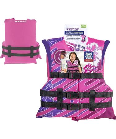 Oceans7 US Coast Guard-Approved Youth Life Jacket 50-90 lbs | Type III PFD Pink/Berry - Buy Online on GoSupps.com