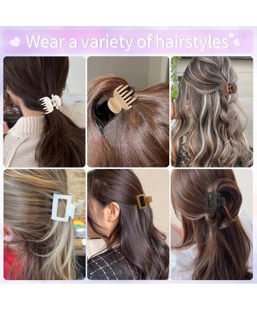 VRbeatter Small Square Hair Claw Clips 1.6 Inch - 8 Pack Neutral Color Hair Accessories for Thin Hair - Matte Non-slip Design for Women and Girls - Buy Online on GoSupps.com