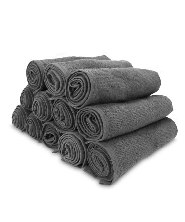 Arkwright Bleach Safe Salon Towel - (Pack of 12) 100% Ring Spun Cotton Super Soft, Lightweight, Quick Dry, Absorbent Hand Towels, Perfect for Spa, Facials, Gym, Cosmetology, 16 x 28 in, Charcoal Charcoal 16 x 28 Inch (12 Pack)