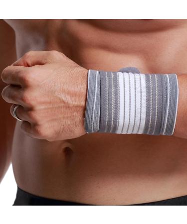 Neotech Care Wrist Band - Adjustable Compression Strap - Elastic & Breathable Fabric - Support Sleeve for Tennis Sports Exercise - Men Women Right or Left - Grey Colour (Size S 1 Pair) S 2 - Buy Online on GoSupps.com